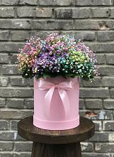 Цветочная композиция из Гипсофила и Розы в шляпной коробке в Нижнем Ломове