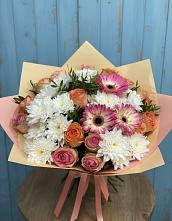 Букет цветов из:  Розы, Герберы и Хризантемы в Нижнем Ломове