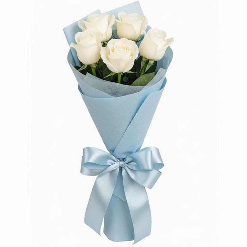 Букет 5 Белых роз Проуд в Нижнем Ломове