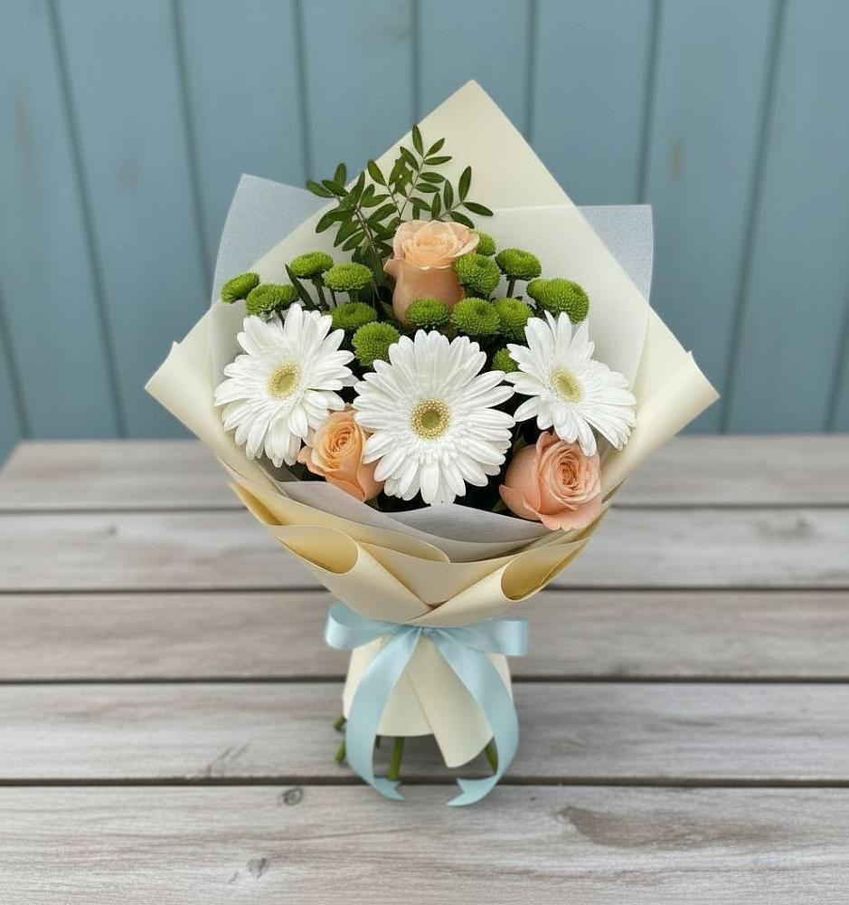Букет цветов из: Герберы, Розы и Хризантемы в Нижнем Ломове