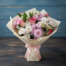 Букет цветов из:  Хризантемы, Альстромерии и Розы в Нижнем Ломове