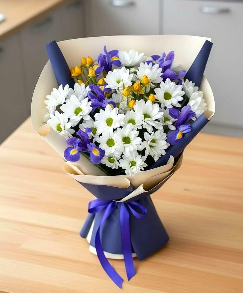 Букет цветов из: Розы, Ирисы и Хризантемы в Нижнем Ломове