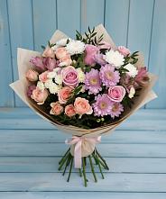 Букет цветов из:  Хризантемы, Розы и Альстромерии в Нижнем Ломове
