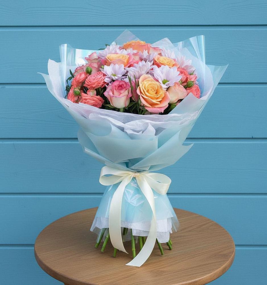 Букет цветов из: Хризантемы и Розы в Нижнем Ломове