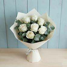 Букет Белые розы в Эвкалипте в Нижнем Ломове