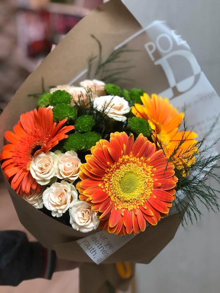 Букет цветов из: Герберы, Хризантемы и Розы в Нижнем Ломове