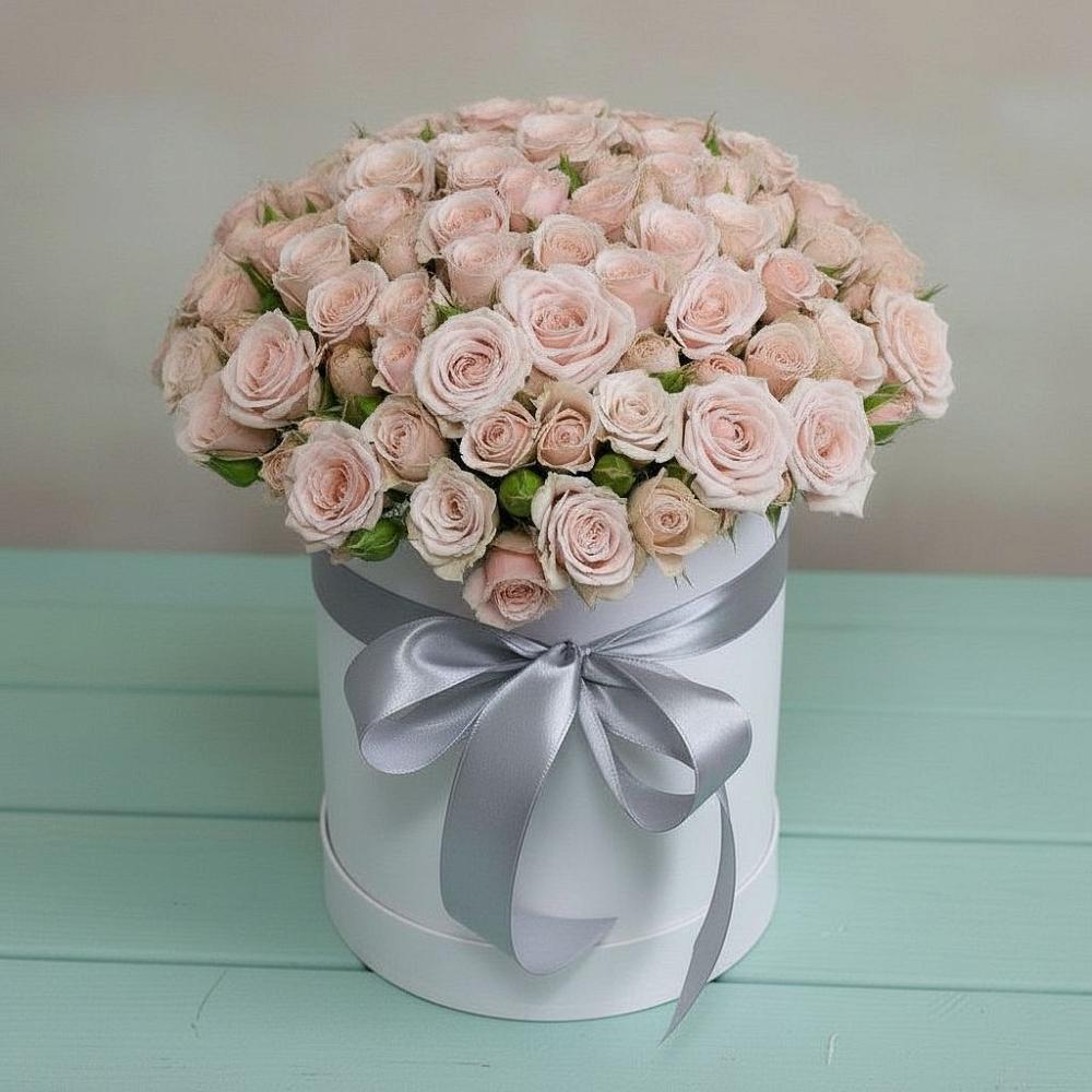 Цветочная композиция из Розы в шляпной коробке в Нижнем Ломове